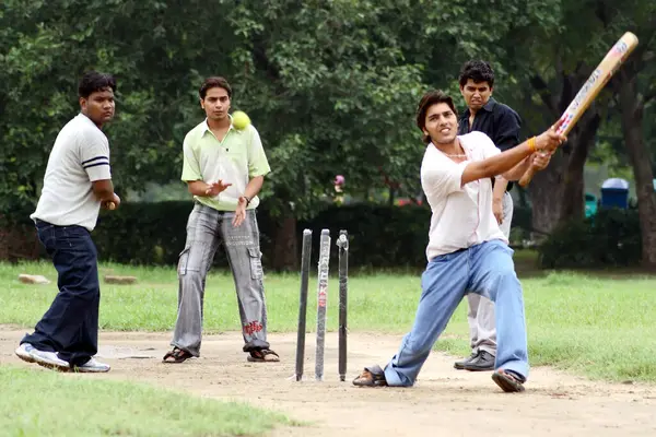cricket match. Indian men playing cricket
