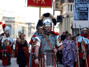 Romalı Centurion, otantik kostümlü oyuncular. 
