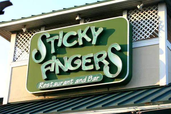 Sticky Fingers Sign Restaurant Bar — Foto de Stock