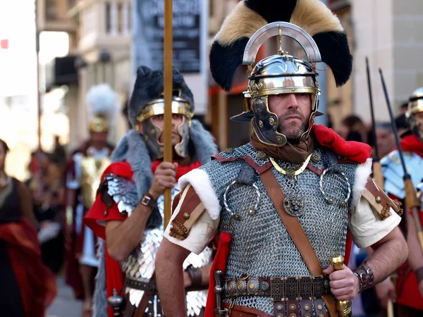 Roman Centurion Actors Authentic Costumes — Stock Photo, Image