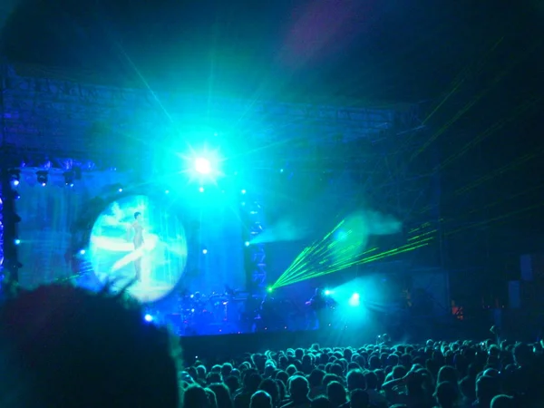 Concert Pink Floyd Australie Scène Avec Spectacle Fumée Illumination — Photo