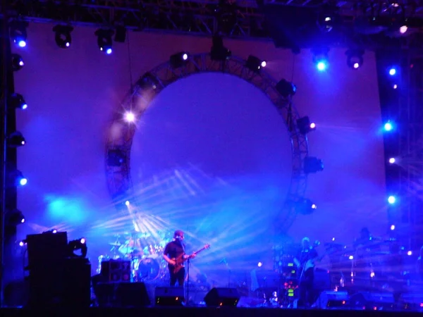 Concert Pink Floyd Australie Scène Avec Spectacle Fumée Illumination — Photo