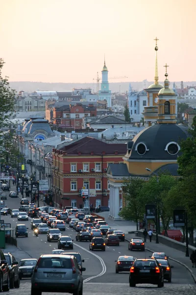Kyjev Náměstí Pochtovaya Při Západu Slunce — Stock fotografie