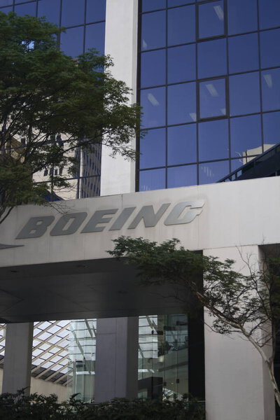 Boeing logo on background, close up