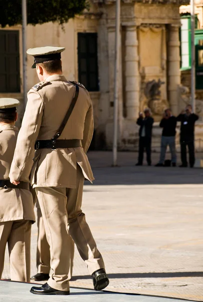 Malta October 2008 Recruits Armed Forces Malta Stand Attention — Stockfoto