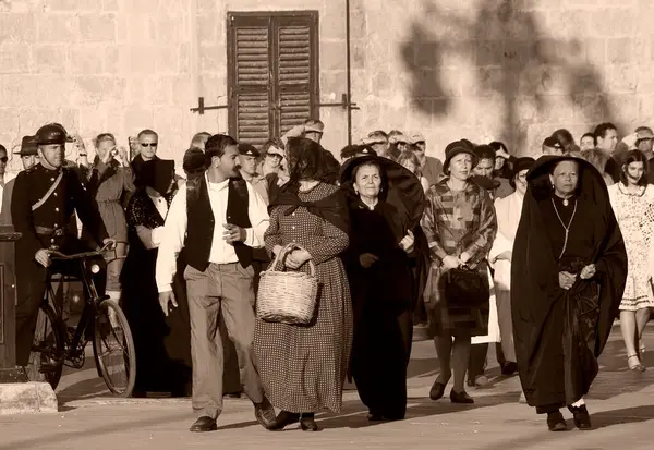 Odtwarzanie Scen Ulic Malty Podczas Wojny Światowej — Zdjęcie stockowe