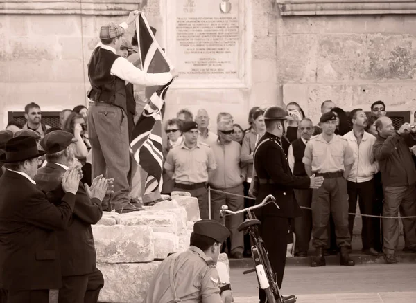 Rekonstrukce Scén Ulic Malty Během Druhé Světové Války — Stock fotografie