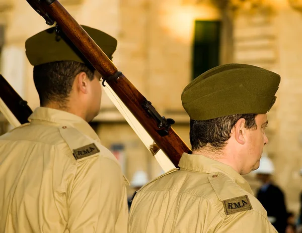 Malta October 2008 Recruits Armed Forces Malta Stand Attention — Stockfoto