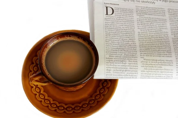 Cup Coffee Newspaper — Stock Photo, Image