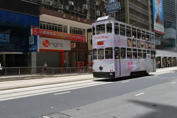 Hong Kong Rue Avec Bus Lieu Voyage Sur Fond — Photo