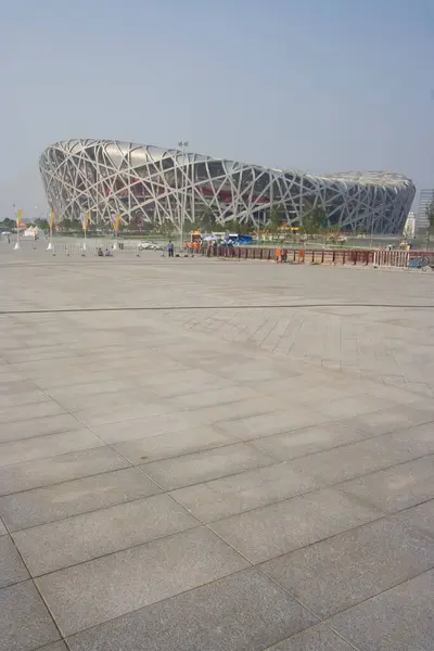 Vista Orizzontale Dello Stadio Olimpico Pechino Noto Anche Come Nido — Foto Stock