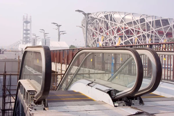 Горизонтальный Вид Олимпийский Стадион Пекине Известный Птичье Гнездо Главный Стадион — стоковое фото