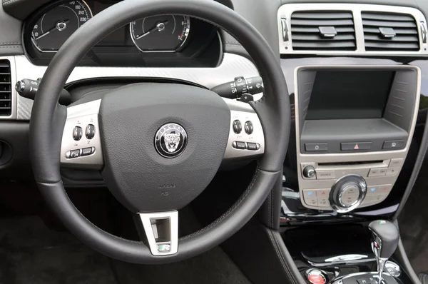 Interior Carro Jaguar Fundo Close — Fotografia de Stock