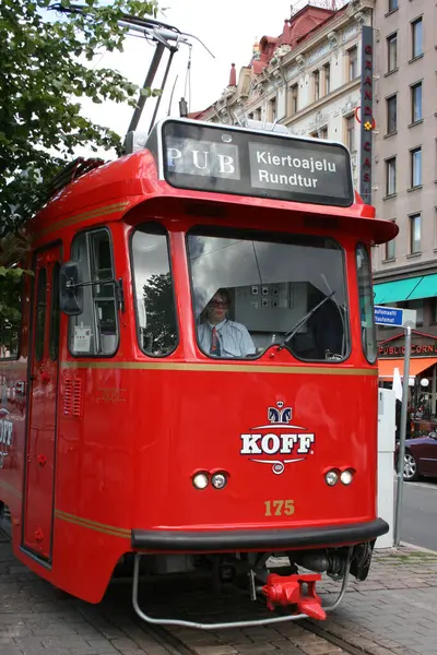 Trasporti Pubblici Vista Tram Rosso — Foto Stock