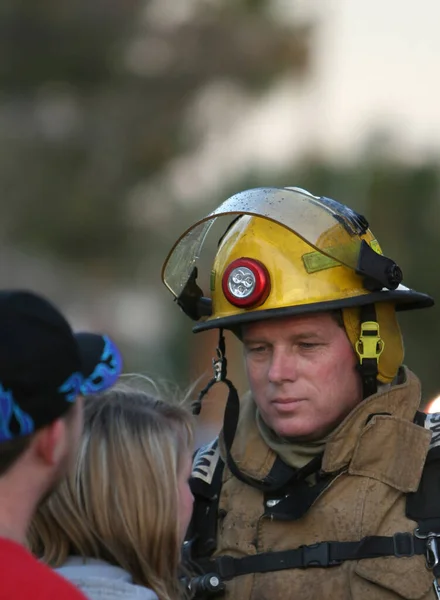 Fireman Helmet Portrait — Stock Photo, Image