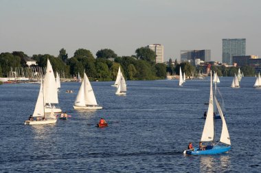 Hamburg 'da yaz günü yelkenliler 