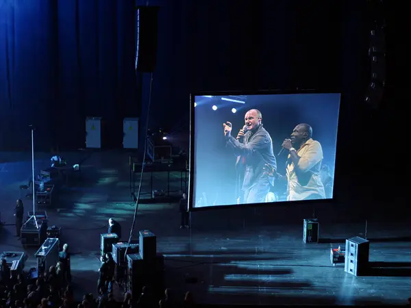 Phil Collins Występujący Moskwie — Zdjęcie stockowe