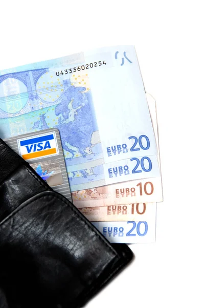 Euro Visa Card Wallet — Stock Photo, Image