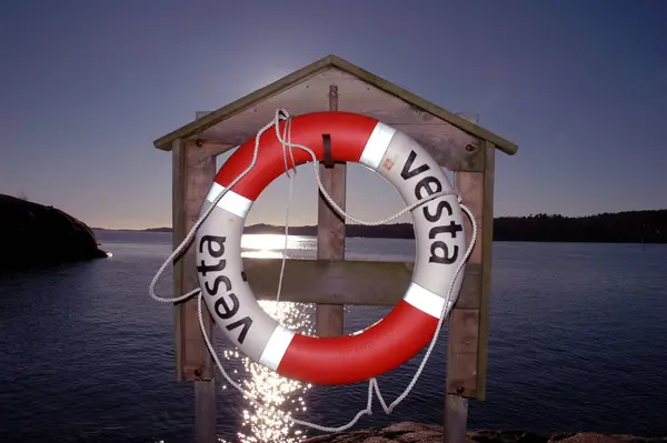 Rescue ring and sea, travel place on background