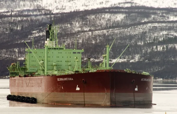 Large Large Cargo Tanker Shore Sea — Stock Photo, Image