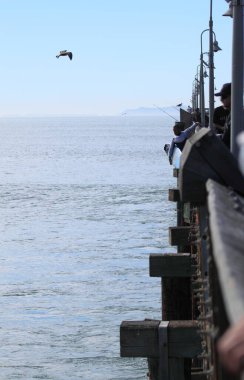 Deniz kıyısında balık tutan insanlar