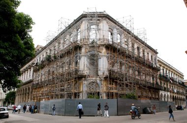 Havana 'nın eski şehir caddesi manzarası, Küba