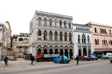 Havana 'nın eski şehir caddesi manzarası, Küba