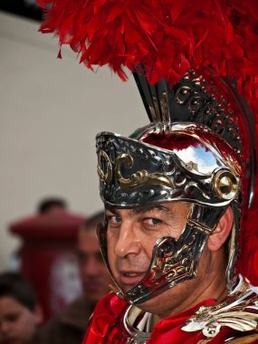 Romalı Centurion, otantik kostümlü oyuncular. 