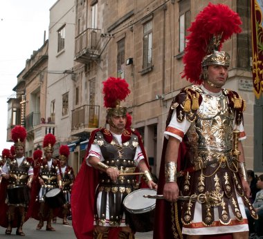 Romalı Centurion, otantik kostümlü oyuncular. 