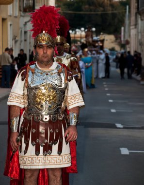 Romalı Centurion, otantik kostümlü oyuncular. 