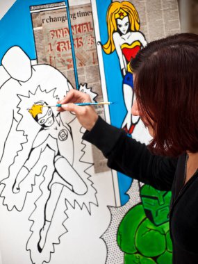 İş yerindeki ressam yakın plan görüntüsü