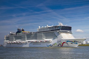 New cruise ship leaving Rotterdam, June 21-2010 clipart