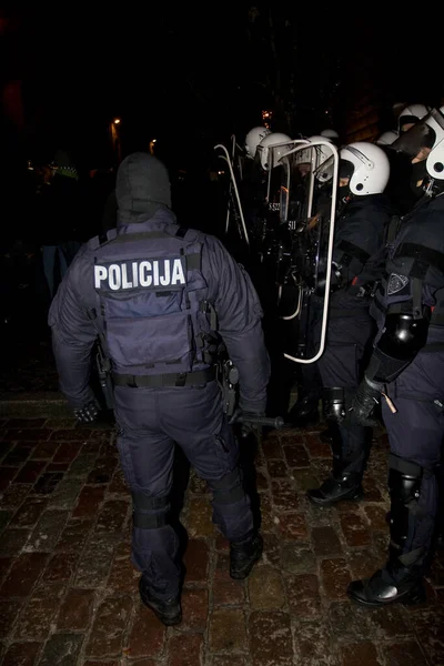 Rivolte Polizia Sulla Strada Della Città — Foto Stock