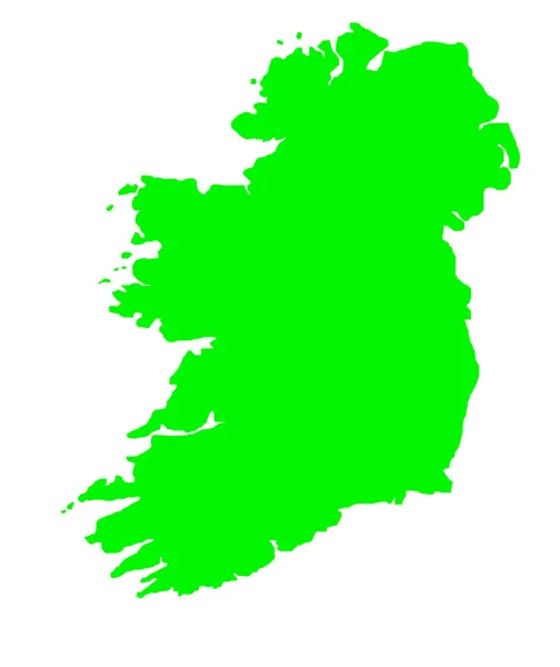 Carte Verte Irlande Isolée Sur Fond Blanc — Photo
