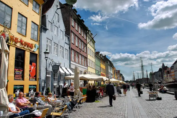 Drukke Straat Kopenhagen Denemarken — Stockfoto