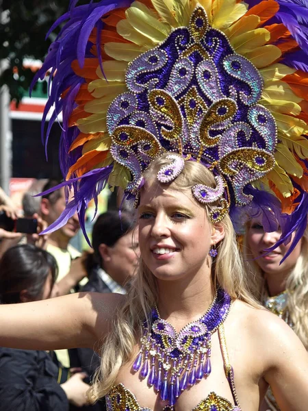 Kopenhag Geleneksel Kopenhag Karnavalı Fantastik Kostümler Samba Dansı Latin Stillerinin — Stok fotoğraf