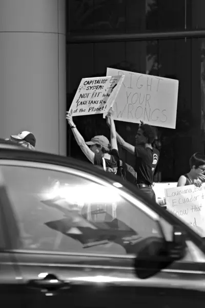 雪佛龙总部雨林行动委员会抗议活动 — 图库照片