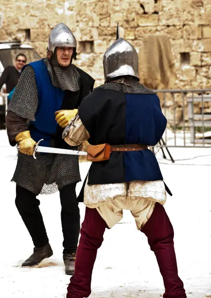Men Fighting Mediterranean Sword Fight — Stock Photo, Image