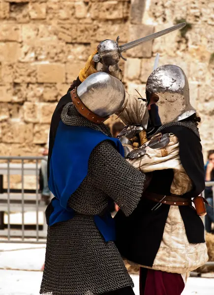 Men Fighting Mediterranean Sword Fight — Stok Foto