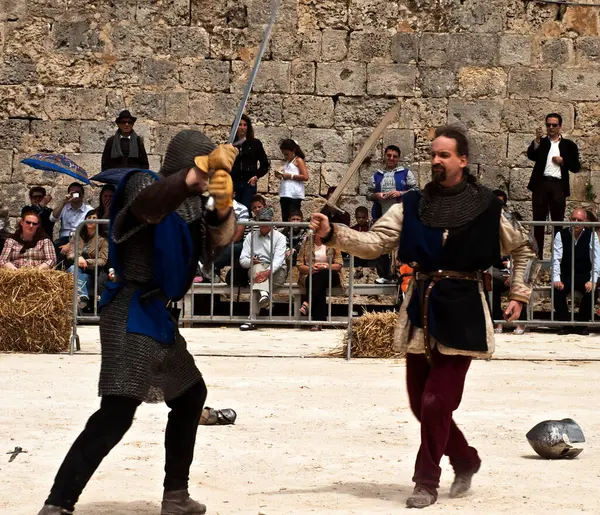Homens Lutando Mediterrâneo Sword Fight — Fotografia de Stock
