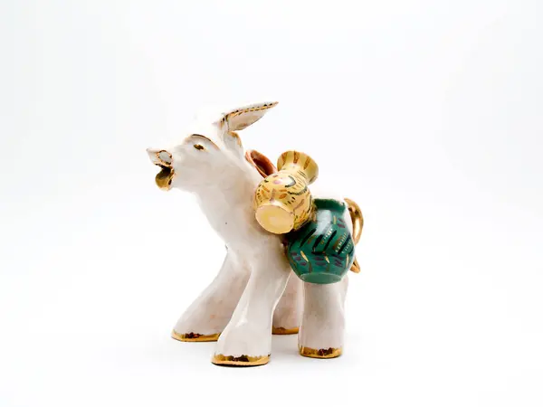 Ceramic Donkey Isolated White Background — Stock Photo, Image