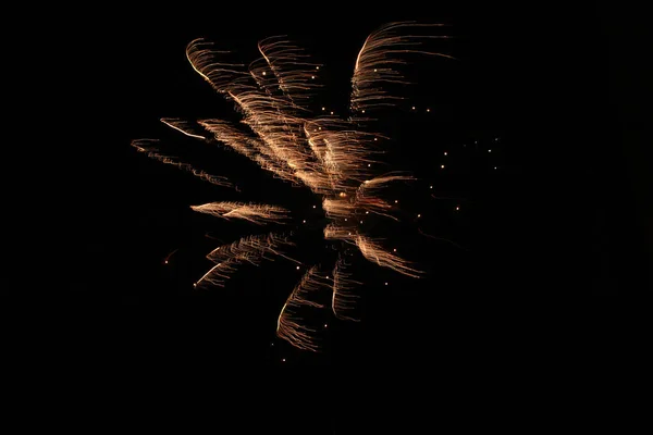 Colorful Fireworks Black Night Sky — Stock Photo, Image