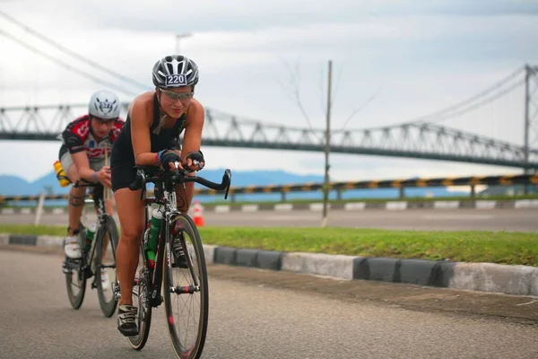 Florianopolis Santa Catarina Brazil May Unidentified Competitors Races Ironman Triathlon — Stock Photo, Image