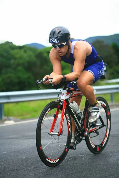 Florianopolis Santa Catarina Brazil May Unidentified Competitor Races Ironman Triathlon — Stock Photo, Image