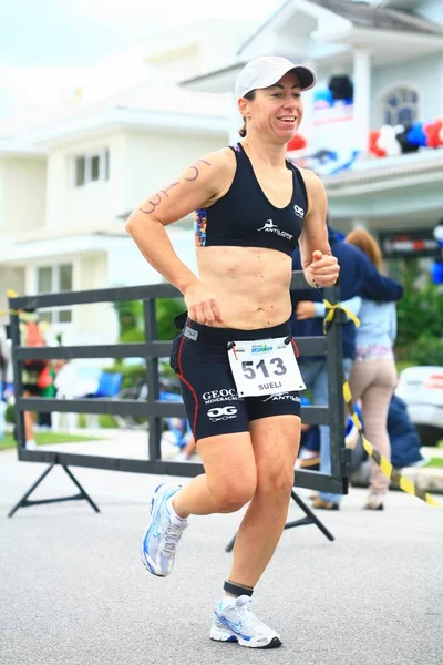 stock image FLORIANOPOLIS - SANTA CATARINA, BRAZIL, MAY 31: An unidentified competitor races in the Ironman triathlon competition held in Florianopolis - Santa Catarina - Brazil, on May 31, 2009.