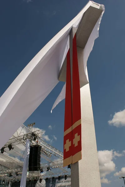 Warszaw Polônia Junho 2009 Cruz Praça Pilsudzkiego Devoção Cruz Papa — Fotografia de Stock