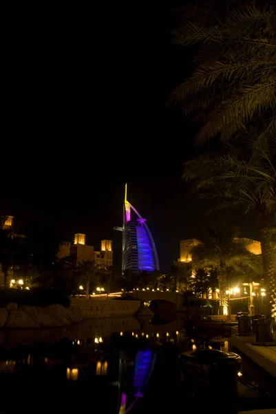 Burj Arab Hotel Dubai Nachtsicht — Stockfoto
