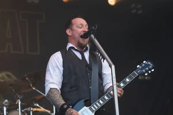 Volbeat Homem Canta Toca Guitarra — Fotografia de Stock