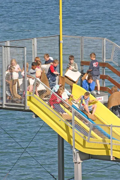 Kids Slide Iron Pier Llandudno North Wales — Stockfoto