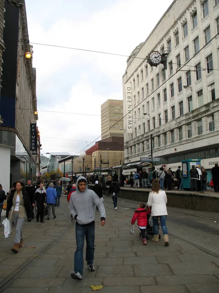 Winkelen Manchester Engeland Mensen Die Straat Lopen — Stockfoto
